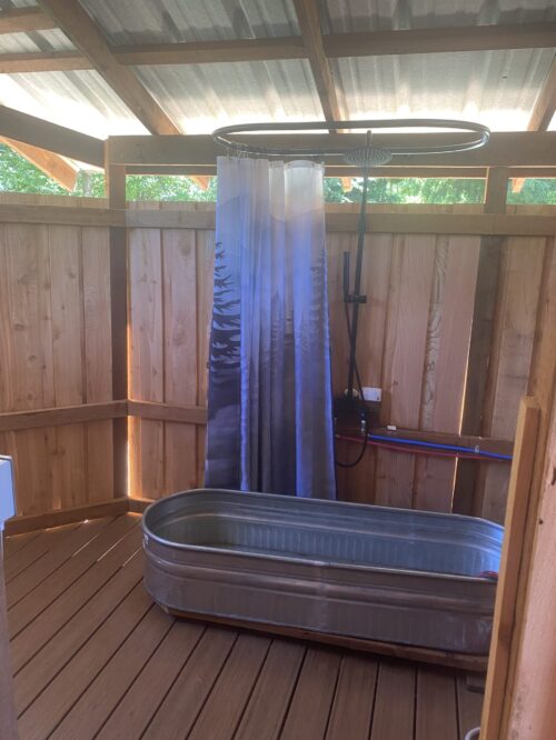 Shallow Soaking Tub with Shower